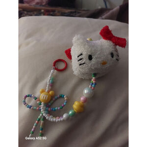 Double head Hello Kitty Keychain or Handbag chain with M&M chain